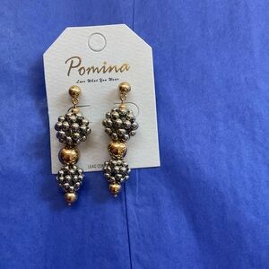 Pomina Two-Tone Gold and Silver Beaded Drop Earrings